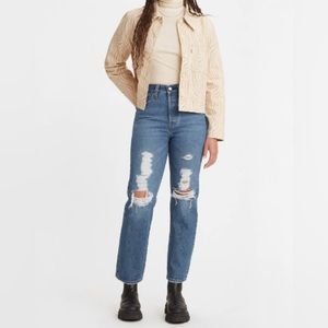 Levi Premium Wedgie Straight Distressed High Rise Jeans